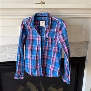 Abercrombie & Fitch Blue 1996 Plaid Shirt fitted